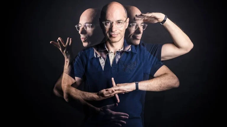 long exposure portrait photography of a man with three different bodies merged together with long exposure, big shutterspeed
