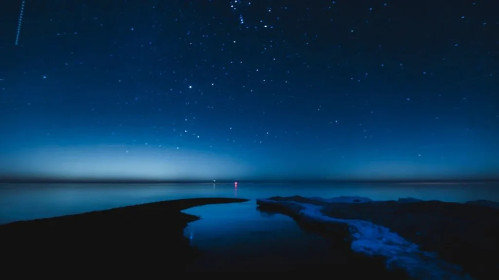 beautiful low light photo of the sea with starry sky in iceland, shot with the best low light video camera in 2024