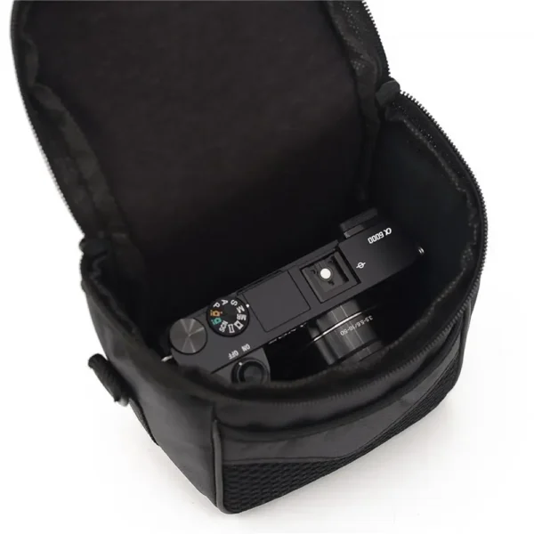 camera shoulder bag with camera inside
