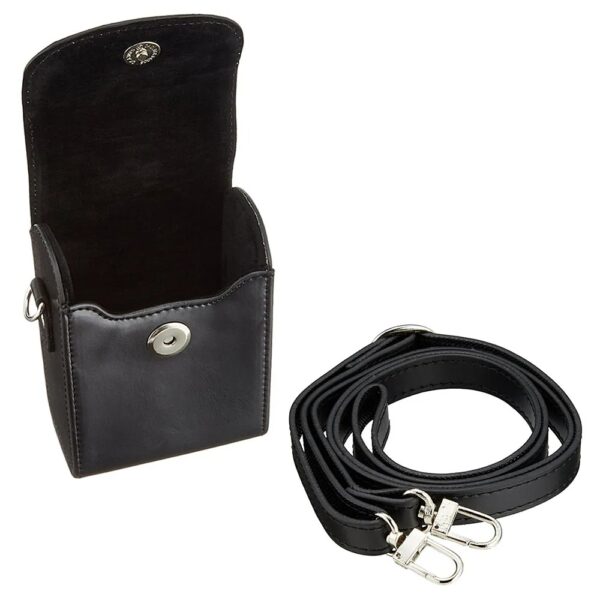 black leather camera bag