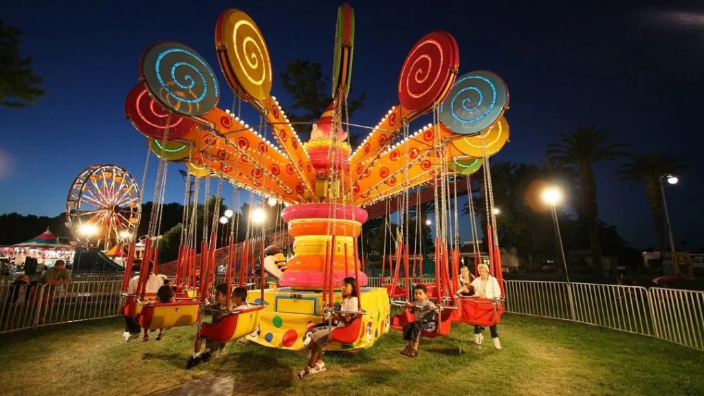 summer fair and amusement park photography, fun fair park with children summer